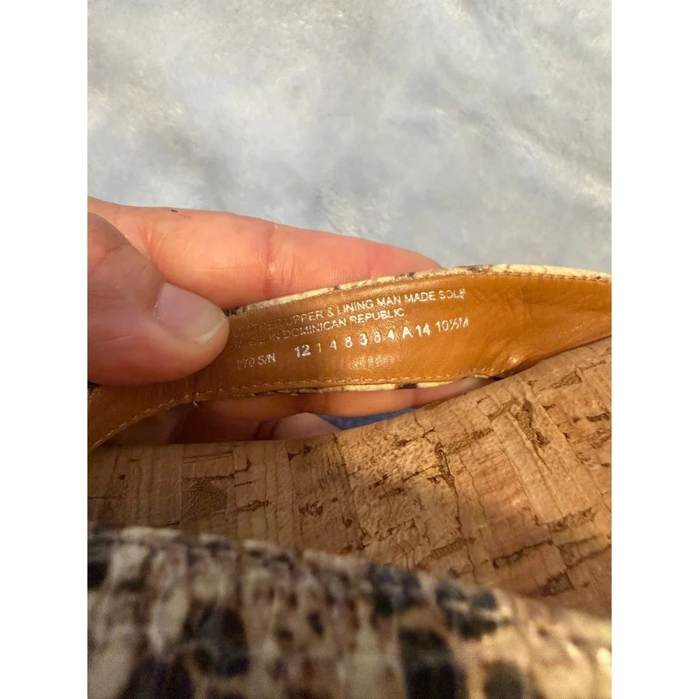 Tory Burch Miller Snakeskin Cork Wedge Sandals Platform Gold Logo Brown 10 1/2M